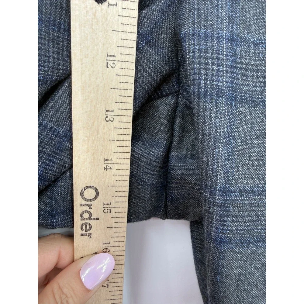 Hart Schaffner‎ Marx Dress Pants Mens 42R Gray Blue Plaid Pleated Cuffed Wool